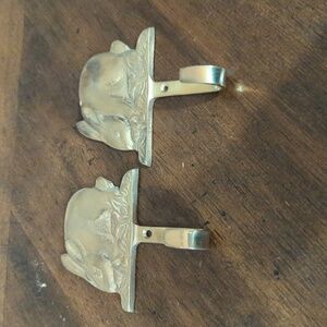 Brass Rabbit Hanger/Hook Key Holder Vintage Pair